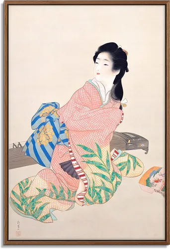 Vista 43 de Utagawa Kuniyoshi - Lienzo con marco flotante para pared, pintura japonesa Ukiyo-e, un pájaro gigante y una langosta - 16 x 24 pulgadas