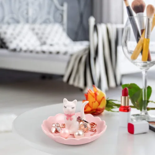 Vista 6 de ROSA&ROSE Lucky Cat - Bandeja de cerámica para anillos de joyería para almacenamiento de joyas