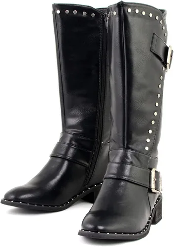 Vista 4 de Milwaukee Leather MBL9423 Botas con tachuelas negras para mujer