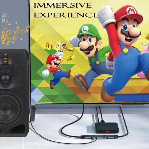 Vista 5 de GINTOOYUN Extractor de audio HDMI 4K, HDMI a HDMI y divisor de audio, video HD a convertidor de audio de 0.138 in, compatible con HDMI 4K, 3D, HDM