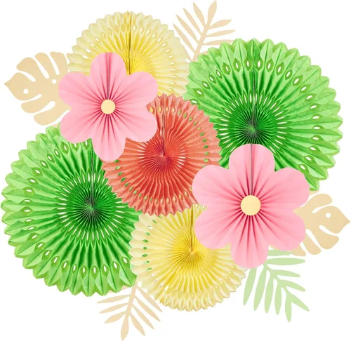 Vista 19 de SUNBEAUTY Abanicos de papel dorados y negros para fondo de fiesta de té, boda, primavera, cumpleaños, aula, baby shower, Halloween, decoración