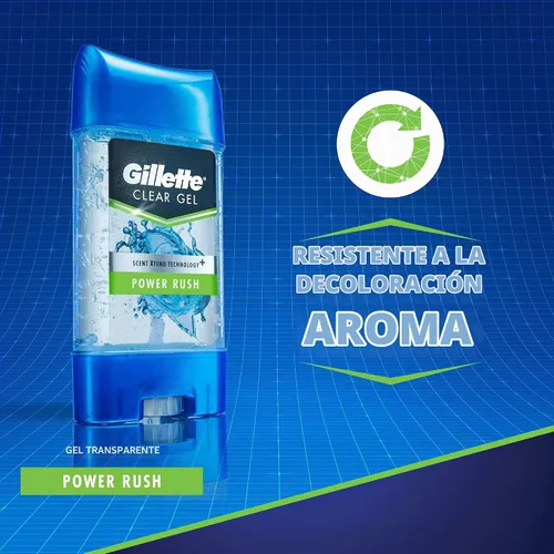Vista 3 de Gillette Gel transparente antitranspirante/desodorante, Power Rush, barra de 4 onzas (paquete de 6) (el embalaje puede variar)