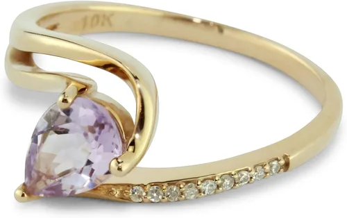 Vista 4 de Belantina Heartland By Beverley Mitchell 10K Rose Gold and Sterling Silver 7x9mm Amethyst & Diamond Accented Statement Ring