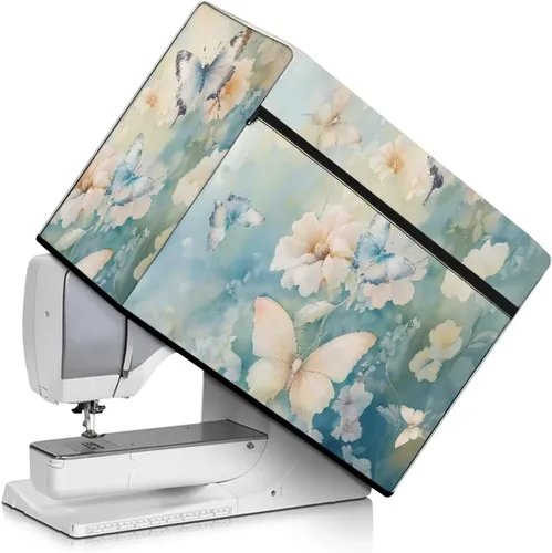 Vista 16 de Funda para máquina de coser de girasoles de otoño con prácticos bolsillos, cubierta protectora duradera acolchada contra el polvo, accesorios