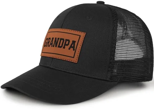 Vista 2 de Sombreros de papá para padre y abuelo, gorra de cuero con parche para papá, regalos para papá de hija, hijo, sombrero de camionero