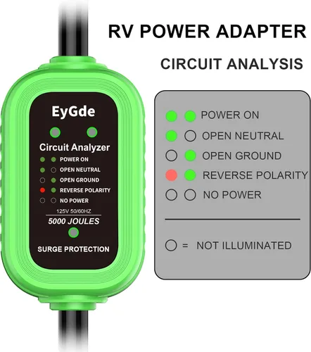 Vista 4 de EyGde Adaptador RV de 30 amperios a 15 amperios 110V con protector contra sobretensiones 5000J, adaptador RV patentado macho 5-15P a hembra TT-30R