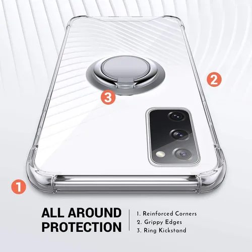 Vista 7 de Silverback - Carcasa transparente para Samsung Galaxy S20 FE con soporte de anillo