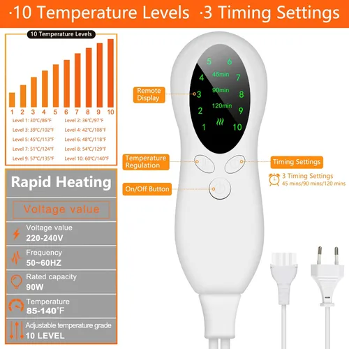 Vista 5 de CYFIE Calentador de pies debajo del escritorio, almohadilla térmica eléctrica para mujeres y hombres, calentadores de pies con 10 ajustes de calor