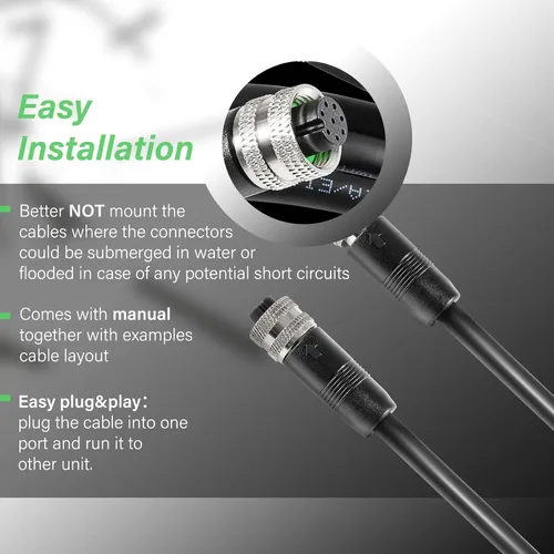 Vista 6 de 720073-6 - Cable Ethernet de 5 pies como EC 5E de repuesto para Humminbird, color negro, apto para hélice, APEX, SOLIX y Onix