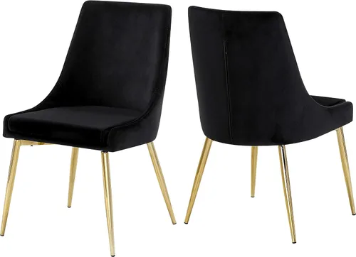 Vista 10 de Meridian Furniture Karina Collection Modern - Silla de comedor tapizada de terciopelo contemporánea con patas de metal resistentes, juego de 2, 19.5