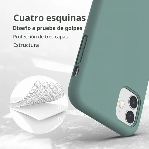 Vista 5 de Funda de silicona líquida compatible con iPhone 11, verde medianoche