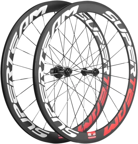 Vista 12 de Superteam Ruedas de Bicicleta de Carretera de Fibra de Carbono 700C, Juego de Ruedas Clincher de 50mm, Mate de 23 de Ancho Amarillo fluorescente