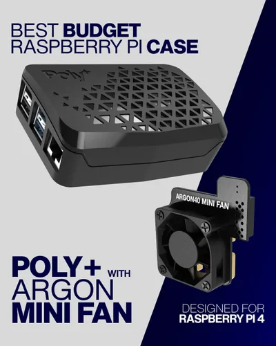 Vista 2 de Funda de plástico Argón Poly+ Funda de plástico Raspberry Pi 4 con ventilador controlable PWM y disipador de calor Parte superior extraíble