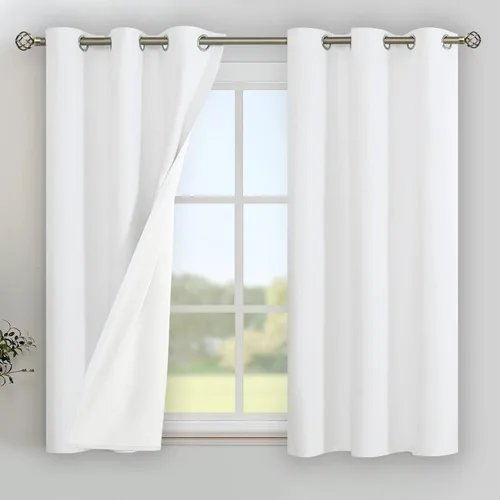 Vista 16 de YoungsTex - Cortinas 100% opacas para dormitorio, con aislamiento térmico y ojales, cortinas oscuras negras con capa pesada para ventana de sala