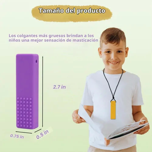 Vista 5 de Collares masticables para niños sensoriales, 5 piezas de bloques de construcción de silicona masticable collar para niños y niñas con autismo