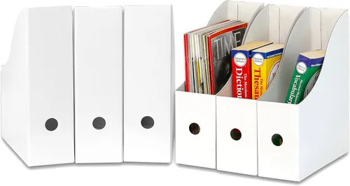Vista 11 de Simple Houseware Paquete de 6 cajas para archivadores de revistas, organizador de cartón plegable, color negro