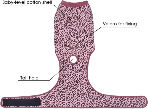 Vista 4 de Jiupety Traje de recuperación para perros ajustable, body para perros para heridas abdominales después de cirugía, collar electrónico sustituto Pink