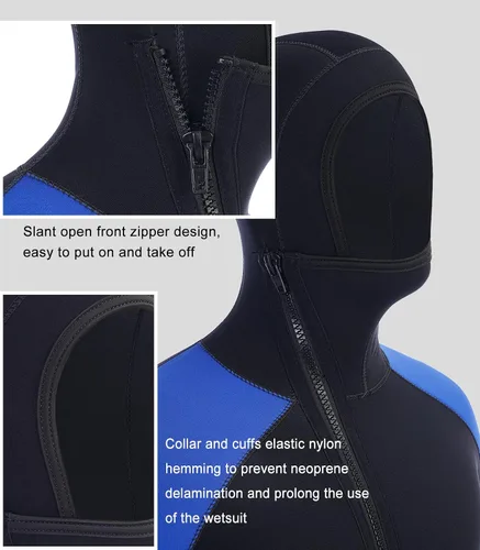 Vista 5 de DEHAI Traje de neopreno de 0.197 in para hombre, traje de neopreno para buceo, manga larga, cremallera trasera, cuerpo completo, traje de baño