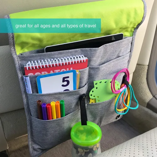 Vista 6 de So-Mine Commuter Bolsa esencial Se fija al asiento de la aerolínea y el bolsillo del coche Organizador de viaje Perfil delgado 6 bolsillos 2
