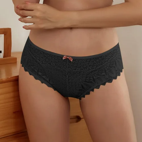 Vista 4 de Bragas sexis para mujer, traviesas slutty de talla grande, tanga de ganchillo, transpirable, encaje entrecruzado, tiro bajo, festoneado, hipster, 0