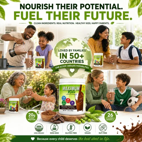 Vista 7 de Maximum Kids - Mezcla completa de polvo orgánico. Gran sabor, fácil de usar, bebida nutricional completa con 26 vitaminas y minerales, 0.71 onzas