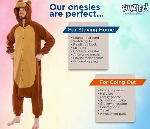 Vista 5 de FUNZIEZ - Disfraz de Halloween para adultos de animales y criaturas marinas mameluco de felpa para adultos mujeres y hombres