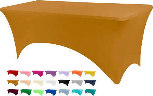 Vista 35 de BDDC - Funda de mesa ajustada de 4 pies, manteles de elastano negros, manteles elásticos lavables y resistentes a las arrugas para eventos, bodas