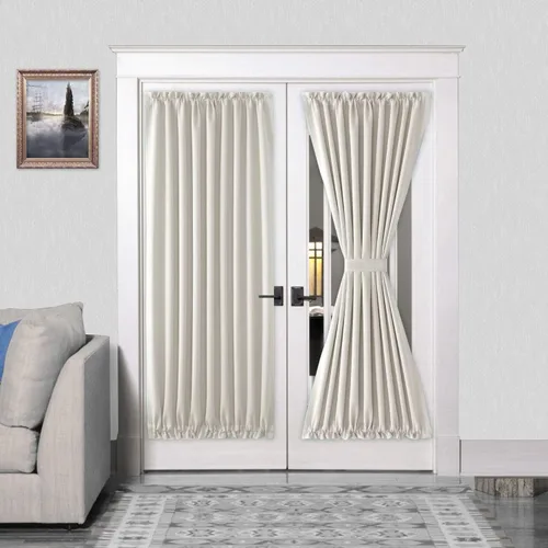 Vista 162 de DWCN Cortinas para Puertas Francesas – Cortinas opacas térmicas con bolsillo para barra para puertas con ventana de cristal, puertas de cocina