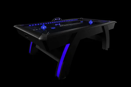 Vista 12 de Mesa de hockey arcade con aire Atomic de 90" Indiglo con luces LED - Incluye discos y empujadores con luz, gris