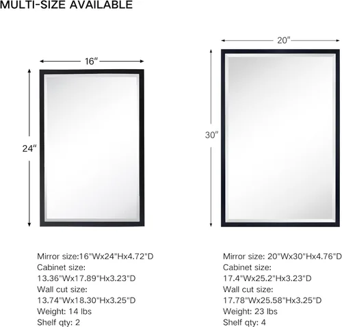 Vista 5 de TEHOME Botiquín de Medicina de Baño Empotrado con Marco de Metal Dorado con Espejo Biselado Rectangular Inclinable Espejos de Tocador para Pared 16