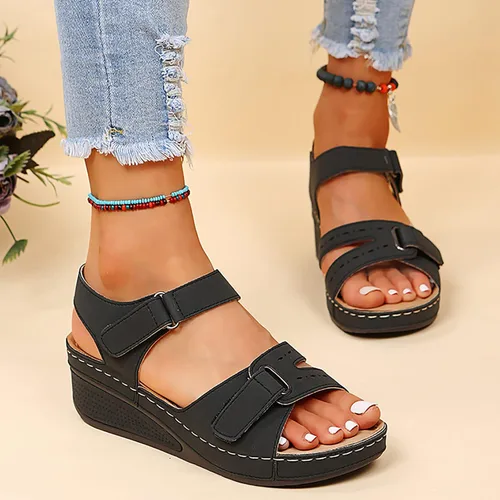 Vista 4 de SBGMoSJ Sandalias Ortopedicas Para Mujer Zapatos Ortopédicos De Enfermería Negro Zapatos Planos Mujeres Sandalias De Cuero Marrón Sandalias De Mujer