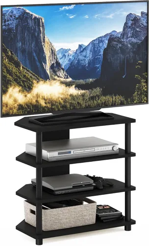 Vista 12 de Furinno Turn-N-Tube Centro de Entretenimiento Pequeño de 4 Niveles de Montaje Fácil / Soporte para TV / Unidad para TV / Escritorio para TV, Acero