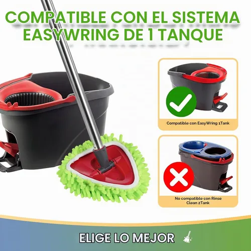 Vista 2 de Juego de 4 almohadillas de trapeador de microfibra reutilizables compatibles con el sistema de mopa giratoria O-Cedar EasyWring de 1 tanque