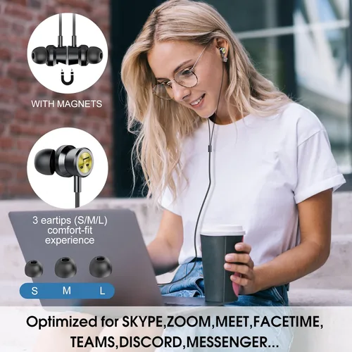 Vista 5 de Auriculares USB C con cable, auriculares intrauditivos para iPhone 16 15 Pro/iPad Pro/Samsung Galaxy S25/S24/S23 Ultra con micrófono, auriculares