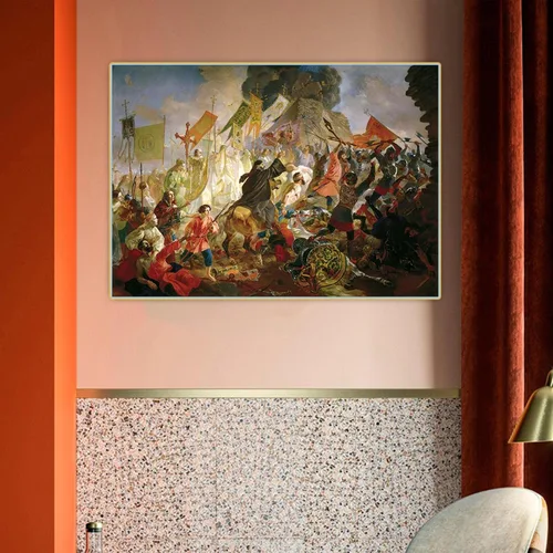 Vista 3 de Karl Bryullov, Impresión en lienzo, "El asedio de Pskov por el rey polaco Stefan Batory", Reproducción de cuadro famosa, Cuadro de arte de pared