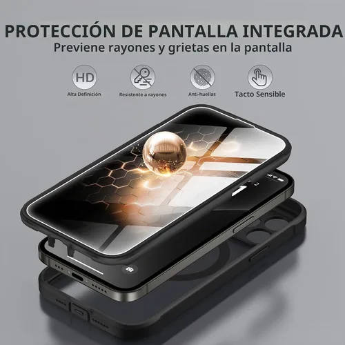 Vista 3 de BERFY Funda para iPhone 12 Pro Max, compatible con MagSafe, protector de pantalla de privacidad integrado y protección de cámara, antiespía