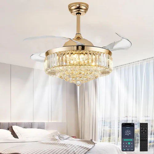 Vista 13 de Ventilador de techo de 42 pulgadas con luz, ventilador retráctil