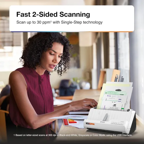 Vista 8 de Epson RapidReceipt RR-400W - Escáner de documentos y recibos de impuestos de 2 caras compacto inalámbrico a color con software de gestión de datos