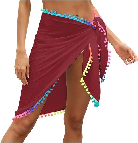 Vista 18 de Vestido cruzado de gasa transparente para mujer, para cubrir el bikini