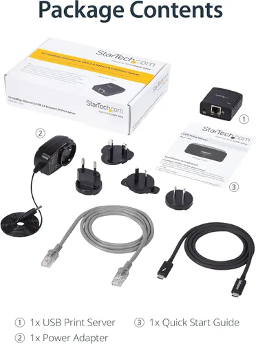 Vista 6 de StarTech 10/100Mbps Ethernet a USB 2.0 Network Print Server - Windows 10 - LPR - Adaptador de servidor de impresión LAN USB (PM1115U2)