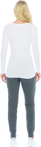 Vista 3 de Natural Uniforms Camiseta de manga larga extra ancha con cuello redondo para mujer