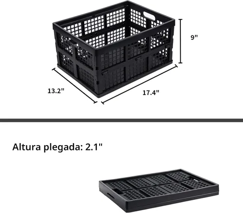 Vista 3 de Aebeky Paquete de 3 cajas de almacenamiento plegables de plástico, 30 L, cajas de plástico plegables para almacenamiento (negro)