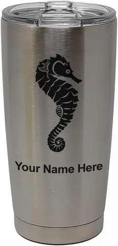 Vista 33 de LaserGram Vaso aislado al vacío de 20 onzas, caballito de mar, grabado personalizado incluido (negro)