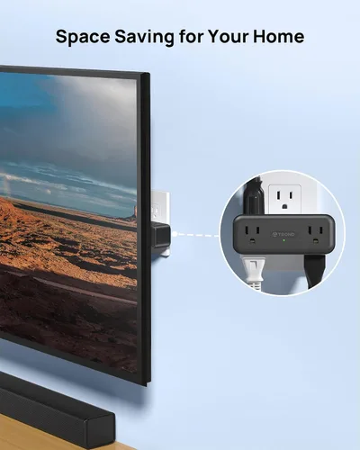 Vista 7 de TROND Extensor de pared de 6 tomas con enchufe giratorio 360 - Protector
