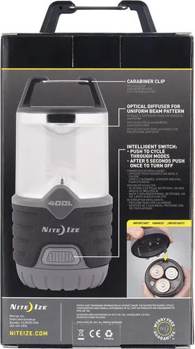 Vista 9 de Nite Ize Linterna Radiant 400, linterna de 400 lúmenes para campamento o preparación de emergencia, linterna radiante 400, color negro