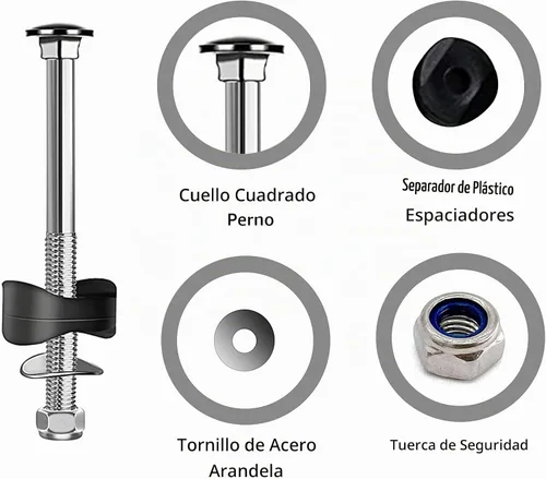 Vista 5 de 12 piezas de tornillos para trampolín, piezas de repuesto de trampolín de tornillo largo Pernos y tuercas antisueltos, accesorios de trampolín
