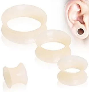 Vista 4 de Pierced Owl - Tapones de túnel de silicona ultra finos de doble acampanado en tono carne, se venden por par