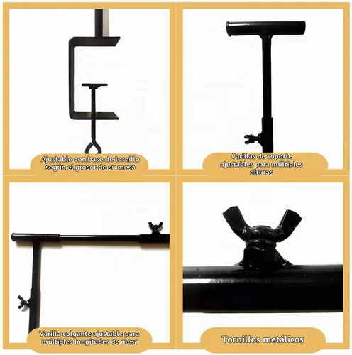 Vista 4 de Soporte de Barra Sobre la Mesa con Abrazaderas de 49 a 102 pulgadas, Soporte de Arco de Globos de Metal Ajustable, Arco de Mesa de Flores, Adecuado