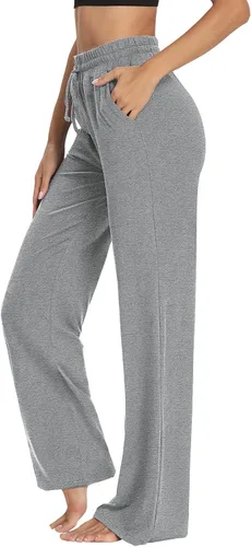 Vista 2 de Sarin Mathews - Pantalones deportivos de yoga para mujer, pantalones de pijama de pierna ancha, pantalones de entrenamiento cómodos con cordón