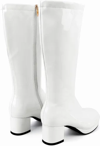 Vista 3 de Botas altas hasta la rodilla de moda para mujer, tacón grueso, botas de cosplay con cremallera